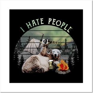 I Love Camping I Hate People Funny Vintage Aurora T-Shirt Posters and Art